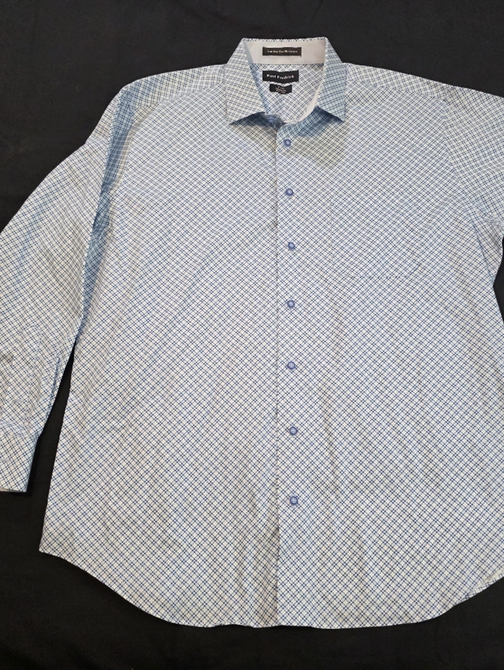 Paul Fredrick Light Blue Geometric Dress Shirt Neck Size 17